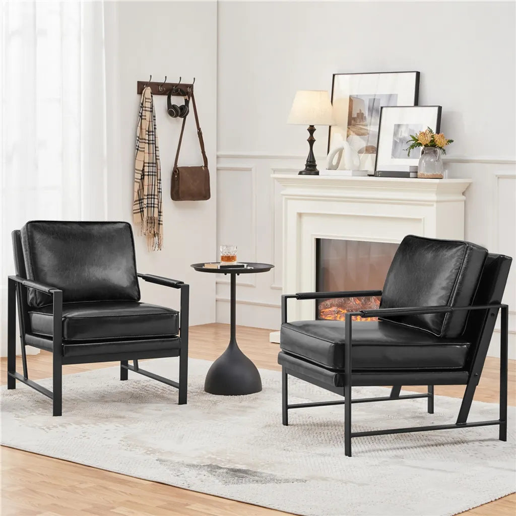 Yaheetech Retro Relaxfauteuil Kunstleer, Zwart