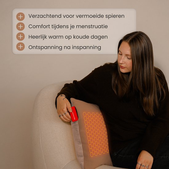 Auronic Warmtekussen - Classic - 45x60 - Draadloos - Oplaadbaar - Elektrisch kussen - Infrarood - Poederroze
