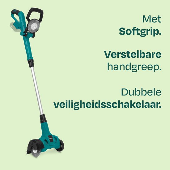 VONROC Accu Onkruidborstel 20V – telescopisch handvat - staal- en nylonborstel - excl. accu en lader