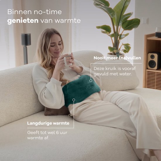 Zenwave Elektrische Kruik met Hoes - Digitaal Display - Warmtekruik & Waterkruik met Handwarmers - Oplaadbare Warmtekussen - Menstruatie Warmteband - Duurzaam & Draadloos - Kamperen & Outdoor - Warmwaterkruik Groen