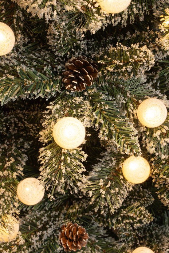 Black Box Trees Kaprun Kunstkerstboom met Verlichting - Kunst Kerstboom H90 x Ø51 cm - in Pot met Versiering - Groen, Rood, Frosted