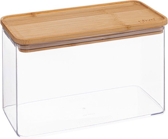 5Five - Keuken opslag voorraadpot - Berlino - kunststof/bamboe - 1500 ml - voedsel - 10 x 20 cm