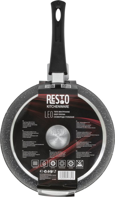 Resto Leo Hapjespan – Ø26 cm – Gesmeed Aluminium – 4-Lagen Pfluon Antiaanbaklaag – Inductie Pan – Ovenbestendig tot 200°C (zonder handgreep)