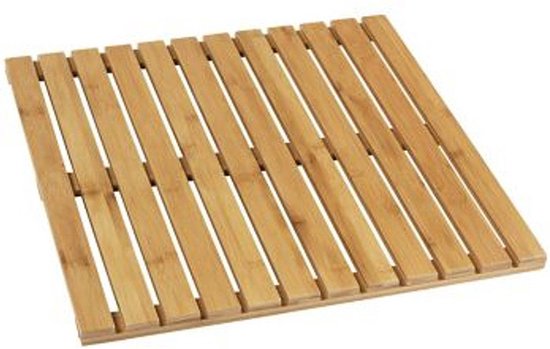 WENKO Douchevlonder 50x50cm bamboe - FSC hout - Badmat Indoor & Outdoor - Douchemat