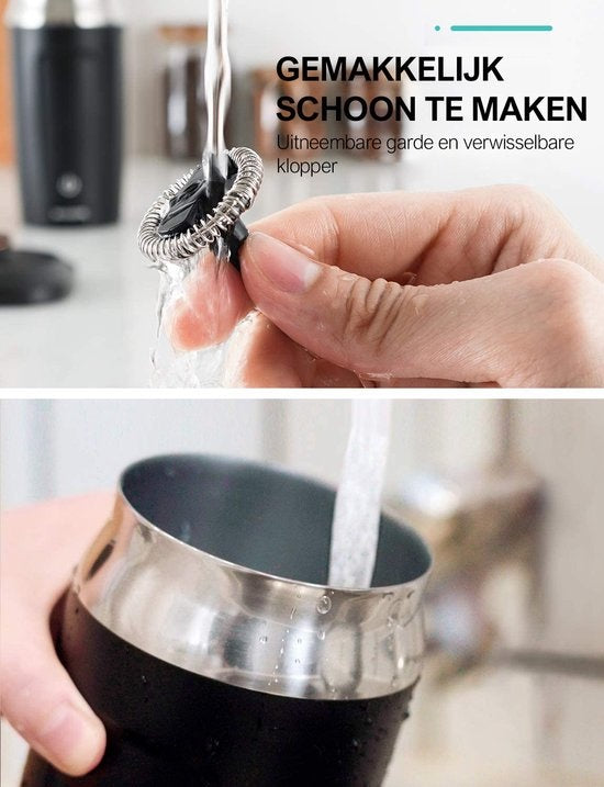 Safecourt Kitchen Melkopschuimer – 4-in-1 & Opschuimen/Verwarmen – 500 W – 14,4 x 11,3 x 19,9 cm – Zwart