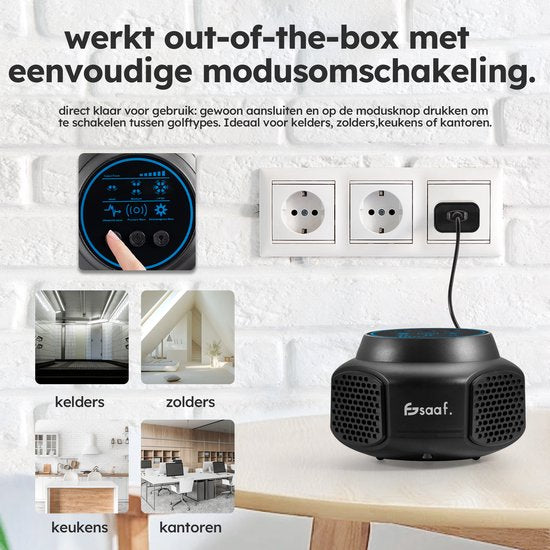 Muizenverjager - Met Flitsen en Geluid - Ultrasone Verjager - voor Binnenshuis - Op Batterij - Zwart - van Saaf