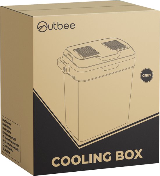 Outbee Koelbox - Koelbox elektrisch 12v 230 volt - Koelbox auto - 21L - Geschikt voor 1,5 liter flessen - Grijs