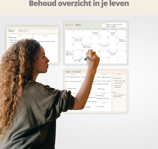 Magnetische weekplanner + maandplanner whiteboard - trio set - planner magnetisch - planbord - familieplanner