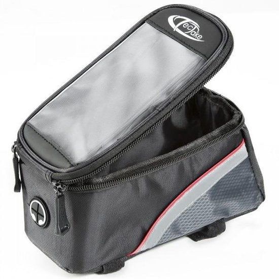 TecTake - Frametas fietstas voor o.a. smartphone e.d. zwart rood L 401611