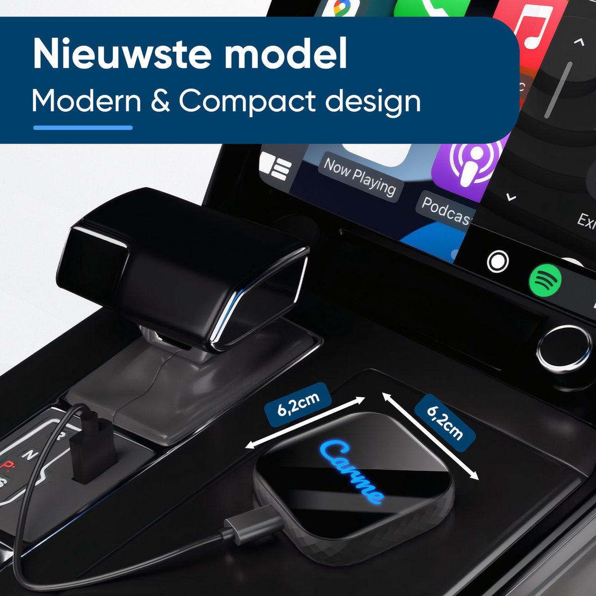 CarMe Premium 2-in-1 CarPlay Dongle - Draadloos CarPlay & Android Auto - USB-A & USB-C - 5GHz Verbinding - Automatische Koppeling - Zwart