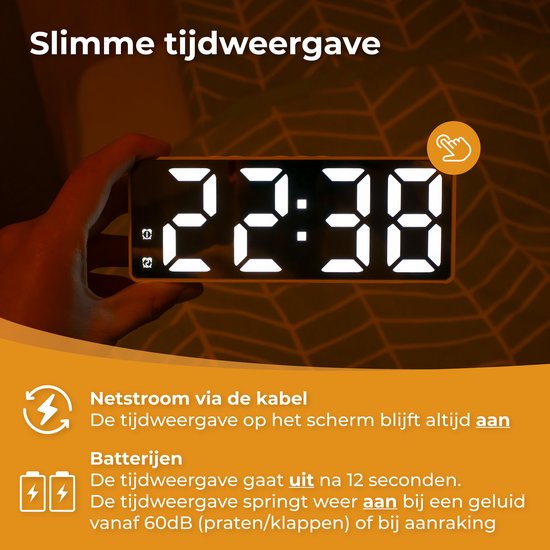 Nuvance - Digitale Wekker - Digitale Klok - Wekkers voor Kinderen & Volwassenen - Reiswekker - Slaapkamer - Led Wekkers Digitaal - Alarmklok - Wit