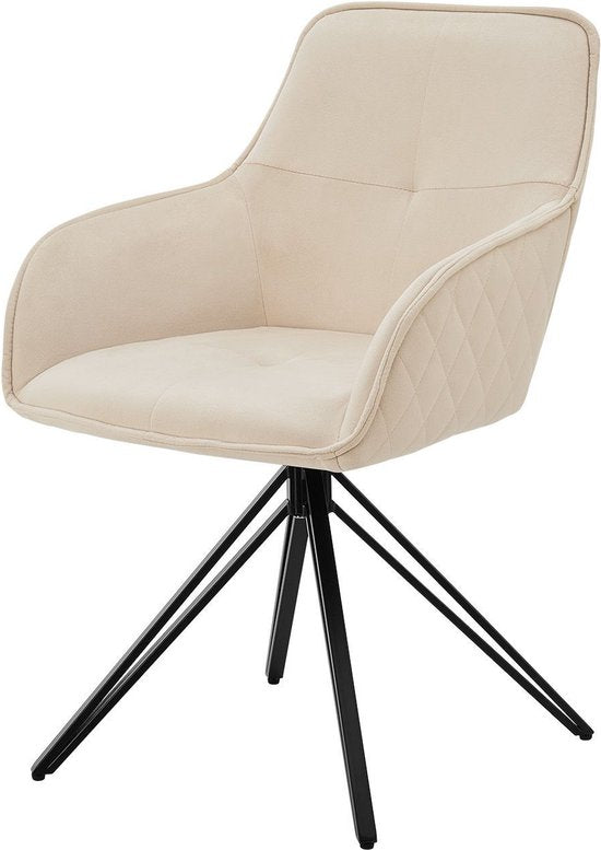 Eetkamerstoel / Draaistoel / Kuipstoel Clyde - Beige - Metalen onderstel