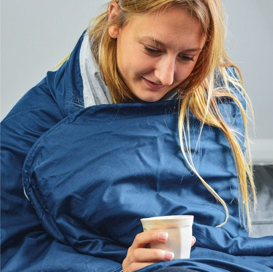 Hoes voor de verzwaringsdeken van EL-Life | Voor de 7kg en 9kg variant van 150x200cm | Gemaakt van 100% biologisch katoen | Blauw & grijs