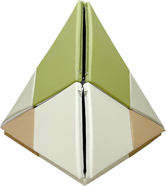 Sunny Davi Foam Speelset – Opvouwbare Foam Mat– Bouwset, Tent & Speelmat – Speeltent in Beige en Groen – Softplay - Montessori Speelgoed – Vanaf 12 maanden – Veilig Spelen