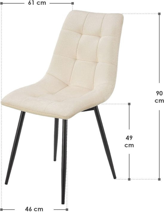 Stalen Eetkamerstoelen Blanca - Set van 2 - Beige - Fluweel