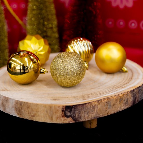 Giftsome Gouden Kersballen Set - 60 Kunststof Kerstballen - Incl. Gouden Piek - Kerst Decoratie - 6/7 cm