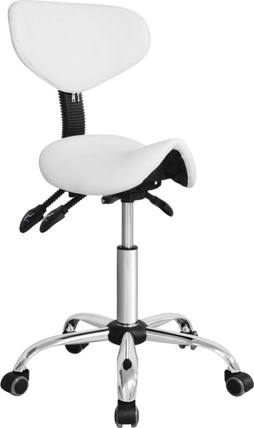 VDD Zadelkruk - Ergonomisch Design - Verstelbare Hoogte - 40x40x112 cm - Wit