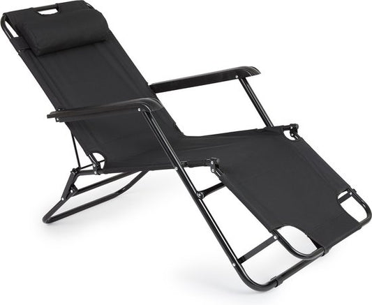 909 Outdoor Ligbed Stoel – Opvouwbaar & Verstelbaar – Loungestoel en Ligbed in 1 – Set van 2 – Zwart
