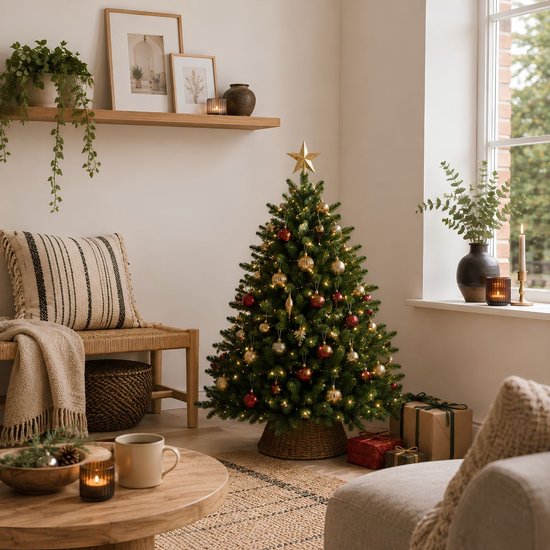 Black Box Trees Brampton Kunststof Kerstboom met PVC en PE Naalden - Kunstboom met Scharnierconstructie en 684 Takken - Kerstversiering voor Binnen - H120 x Ø91 cm - Groen