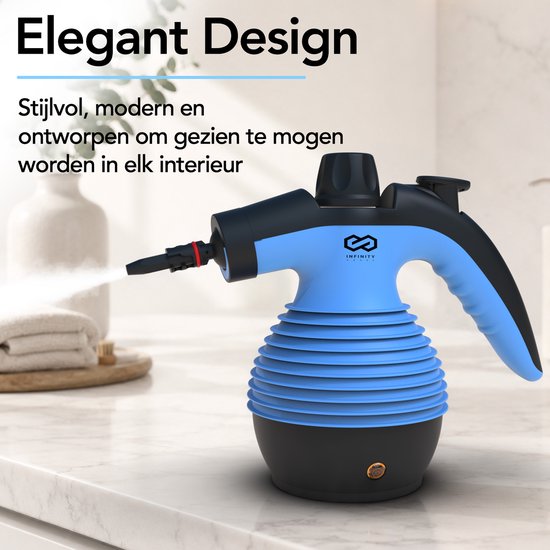 Infinity Goods Stoomreiniger - 12-in-1 Handstoomreiniger - Handstomer - Vlekkenreiniger - Tapijtreiniger - 10 Opzetstukken - 1050 Watt - 3.2 Bar - Blauw