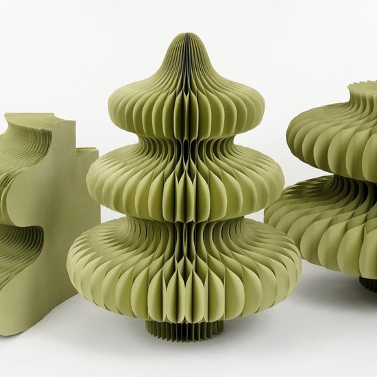 Mica Decorations Papieren Kerstboom - Opvouwbare Kunstkerstboom - H212 x Ø148 cm - Kerst Decoratie - FSC 100% - Groen