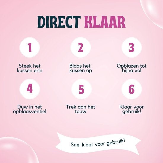 Travelly Luxe Waterhangmat – Voorzien Van Comfortabele Hoofdsteun En Zachte Gevoerde Bodem En Snel Ventielsysteem – Voor Zwembad En Strand – Roze PVC En Polyester – 126 x 66 cm