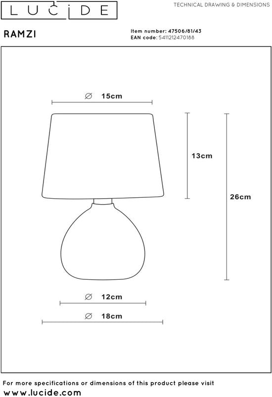 Lucide RAMZI - Tafellamp - Ø 18 cm - 1xE14 - Bruin - Japandi