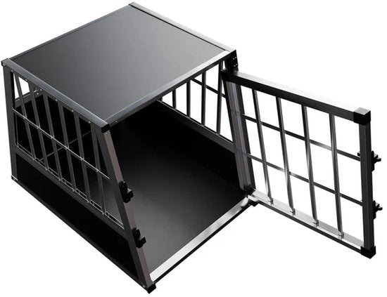 Juskys Aluminium Hondentransportbox L – 91 x 65 x 69 cm – Veilig - Comfortabel - Middelgrote Honden - Zwart