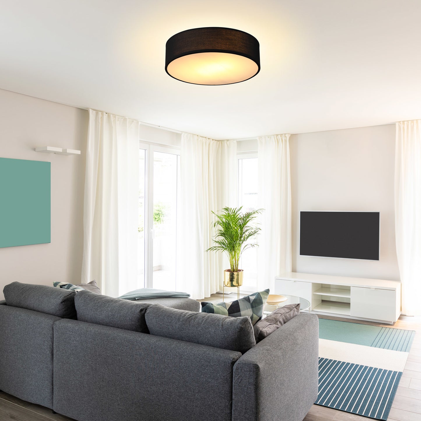 Monzana Plafondlamp Zwart Stof Ø38cm