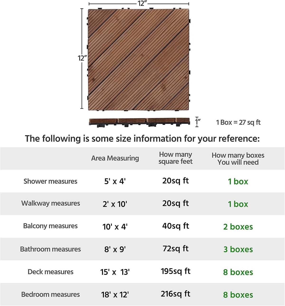 Yaheetech Houten Terrastegels - 27 Stuks - Diagonaal Patroon - Bruin