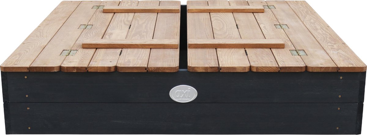 AXI Ella Houten Zandbak 100 x 95 x 20 cm - Antraciet/Bruin - Met Deksel en 2 Zitbankjes - FSC Hemlock Hout