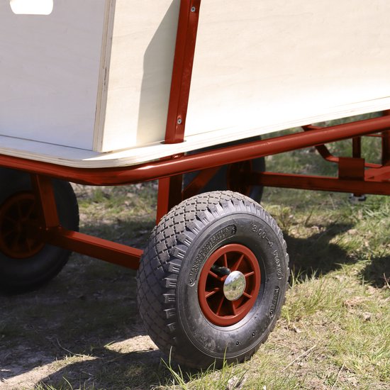 Sunny Billy Beach Wagon Bolderkar Rood - Blank hout - Bolderwagen met luchtbanden - 94x61x97cm