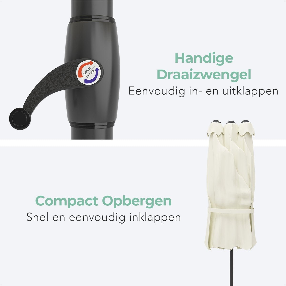 LifeGoods Dubbele Parasol - 270x460cm - tot 15 Personen - Waterdicht - met Hoes - Crème