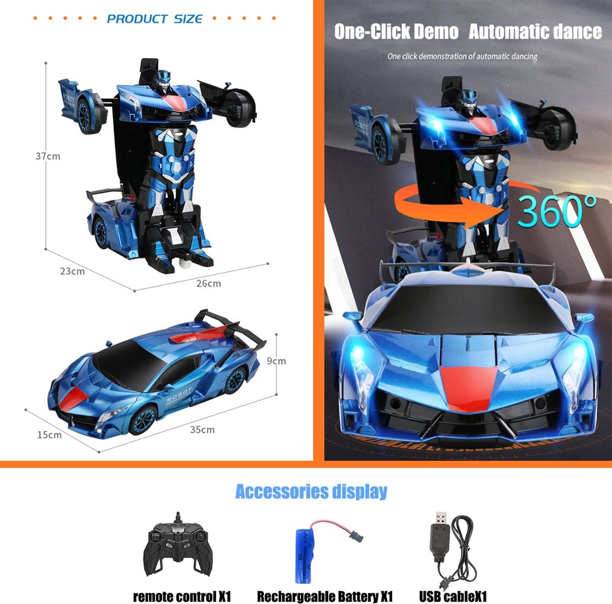 MEWAU 1:12 RC transformerende auto/robot - 2 in 1Afstand Bestuurbare Auto -Gebaar waarneming - Speelgoed Auto - Grijs