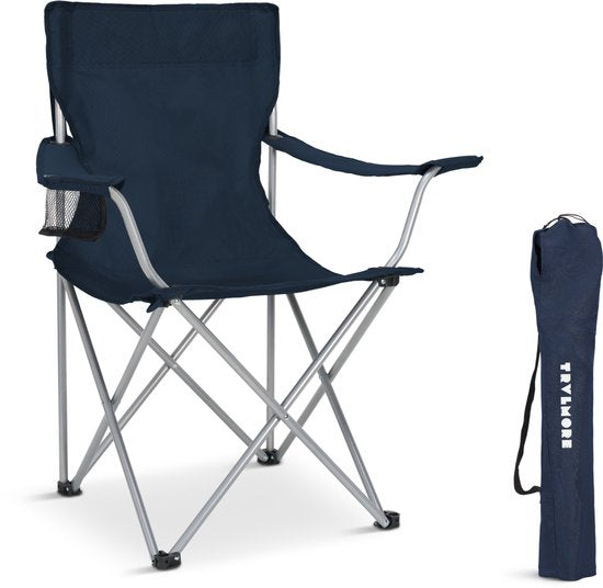 TRVLMORE Campingstoel - Opvouwbaar - 120KG Draagvermogen - Incl. Draagtas - Klapstoel - Visstoel - Kampeerstoel - Vouwstoel - Blauw
