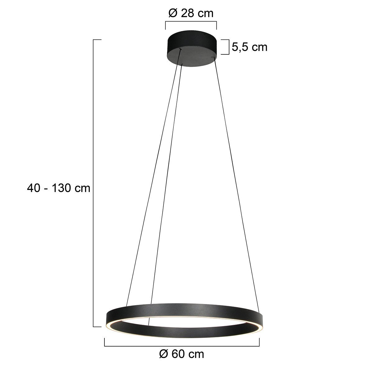 Steinhauer Exclusive - Hanglamp Mykty - Metaal - Ø 60 cm - LED - Zwart