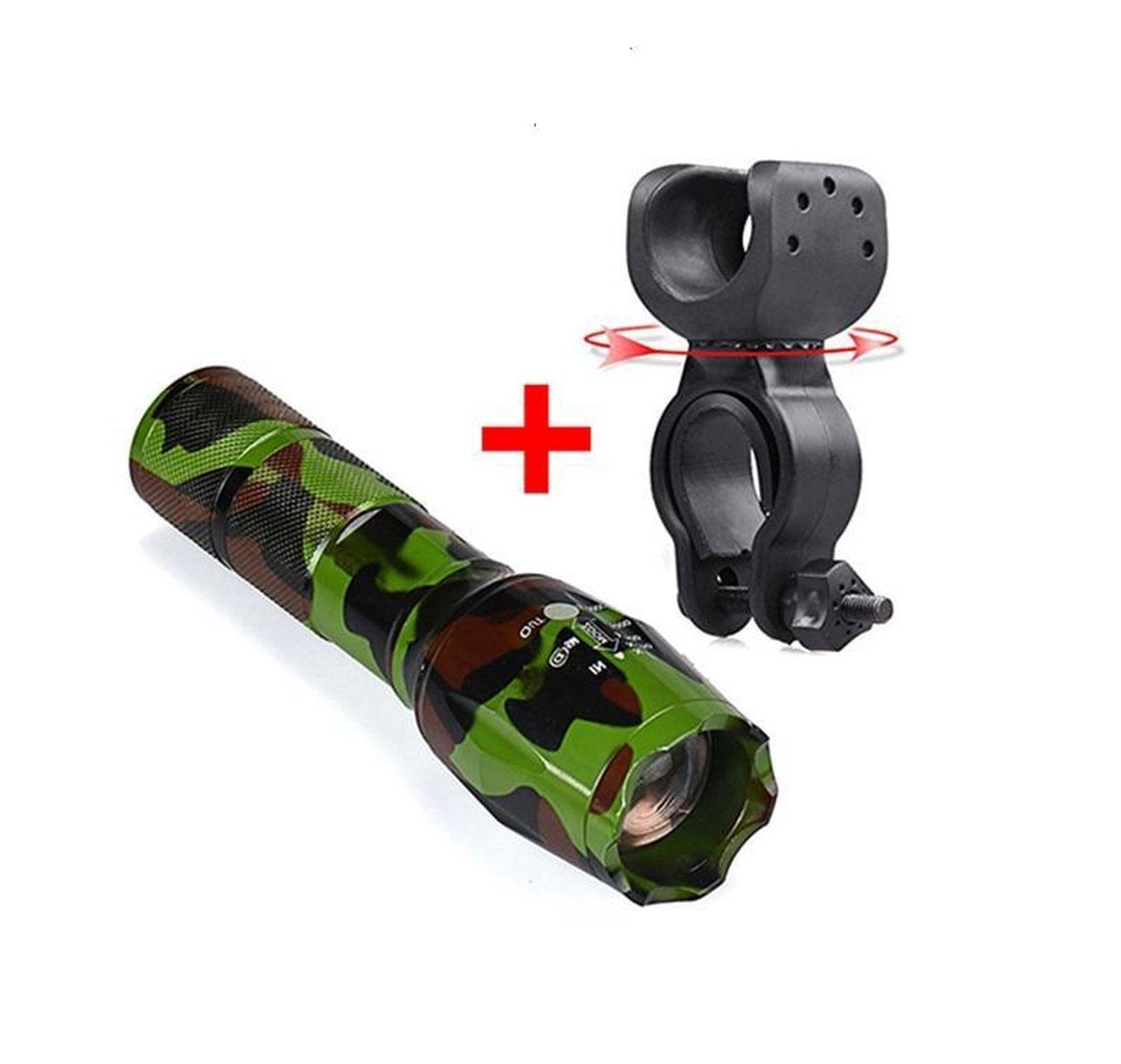 DutchWanted Militaire Zaklamp Groen- Inclusief Fietshouder- Zoomfuncties