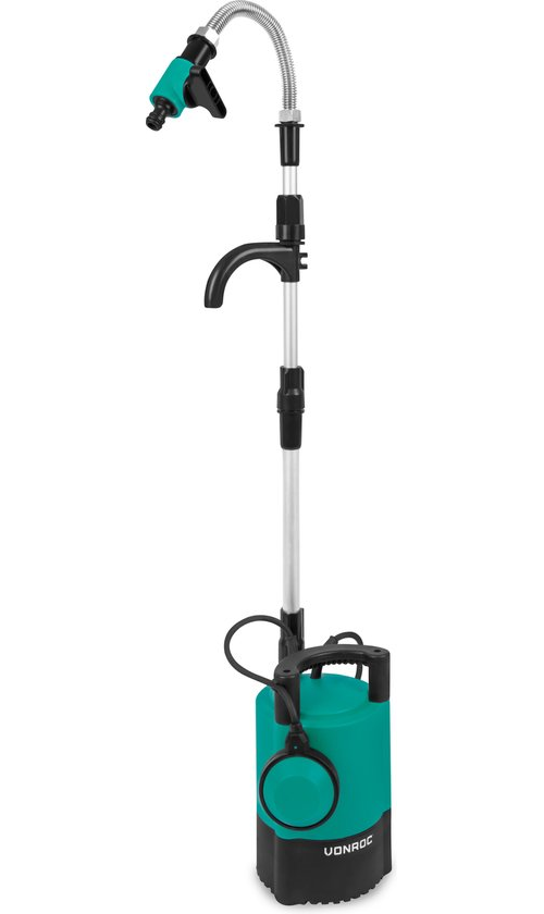 VONROC Regentonpomp 400W - 5200 lt/u – met droogloopbeveiliging – verstelbare vlotter - universele tuinslangkoppeling – 10 meter snoer