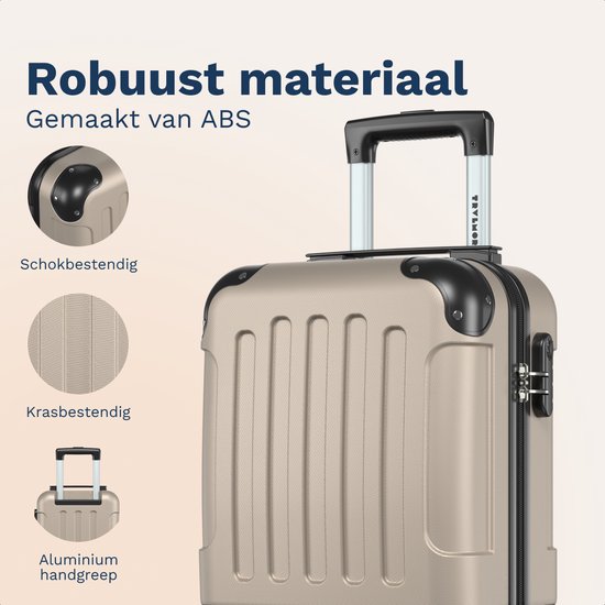 TRVLMORE Handbagagekoffer - 40x30x20 cm - Underseater - 24L - Cijferslot - 4 Wielen - Champagne