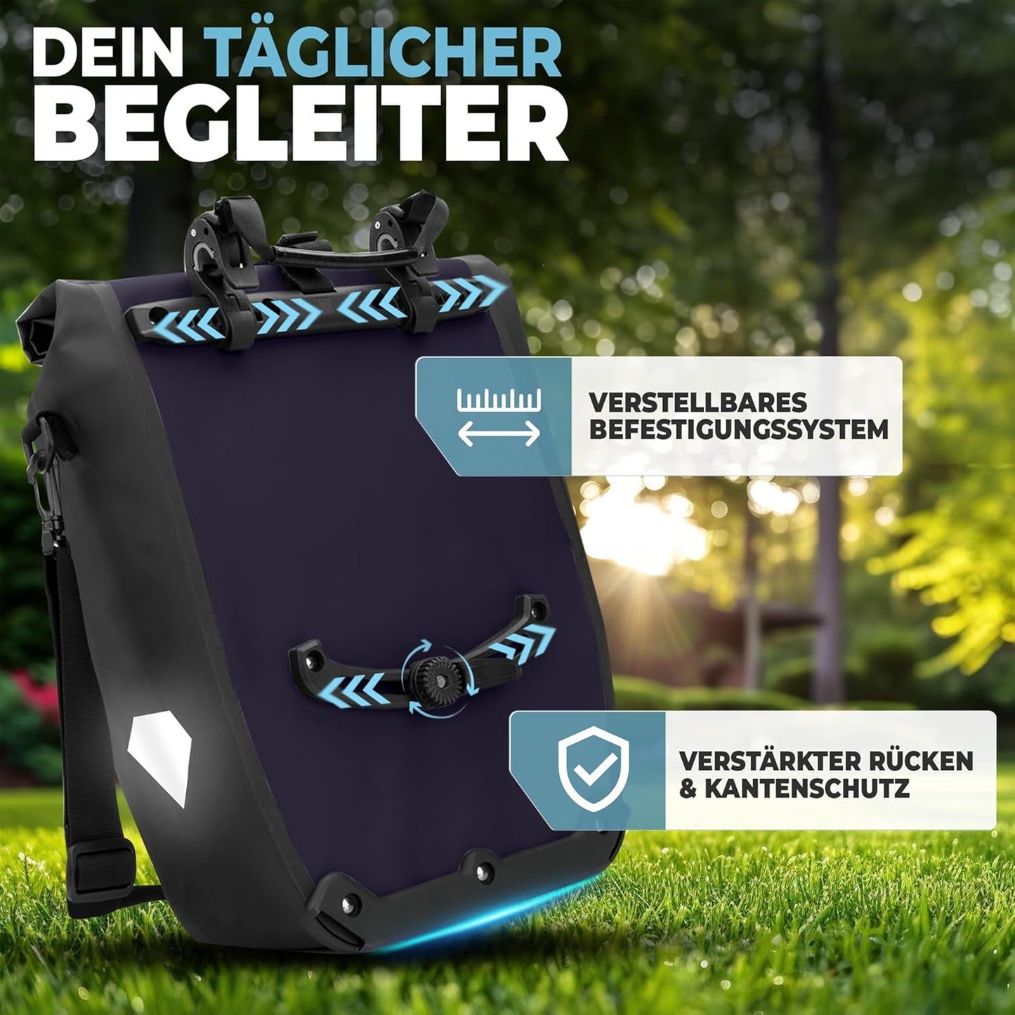Fietstas voor bagagedrager - Tas voor fietsbagagedrager - Bagagedraagtas waterdicht & schoudertas - Fietstas met reflectoren