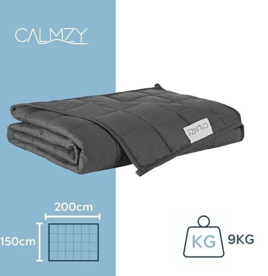 Calmzy Verzwaringsdeken - 9 kg Gewicht - 150 x 200 cm - 1 Persoons - Donkergrijs
