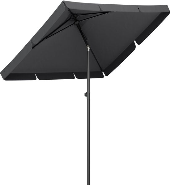 LifeGoods Parasol - Tuin - Balkonparasol - 200x125cm - 30° Kantelbaar - Waterdicht - UPF50+ - Donkergrijs
