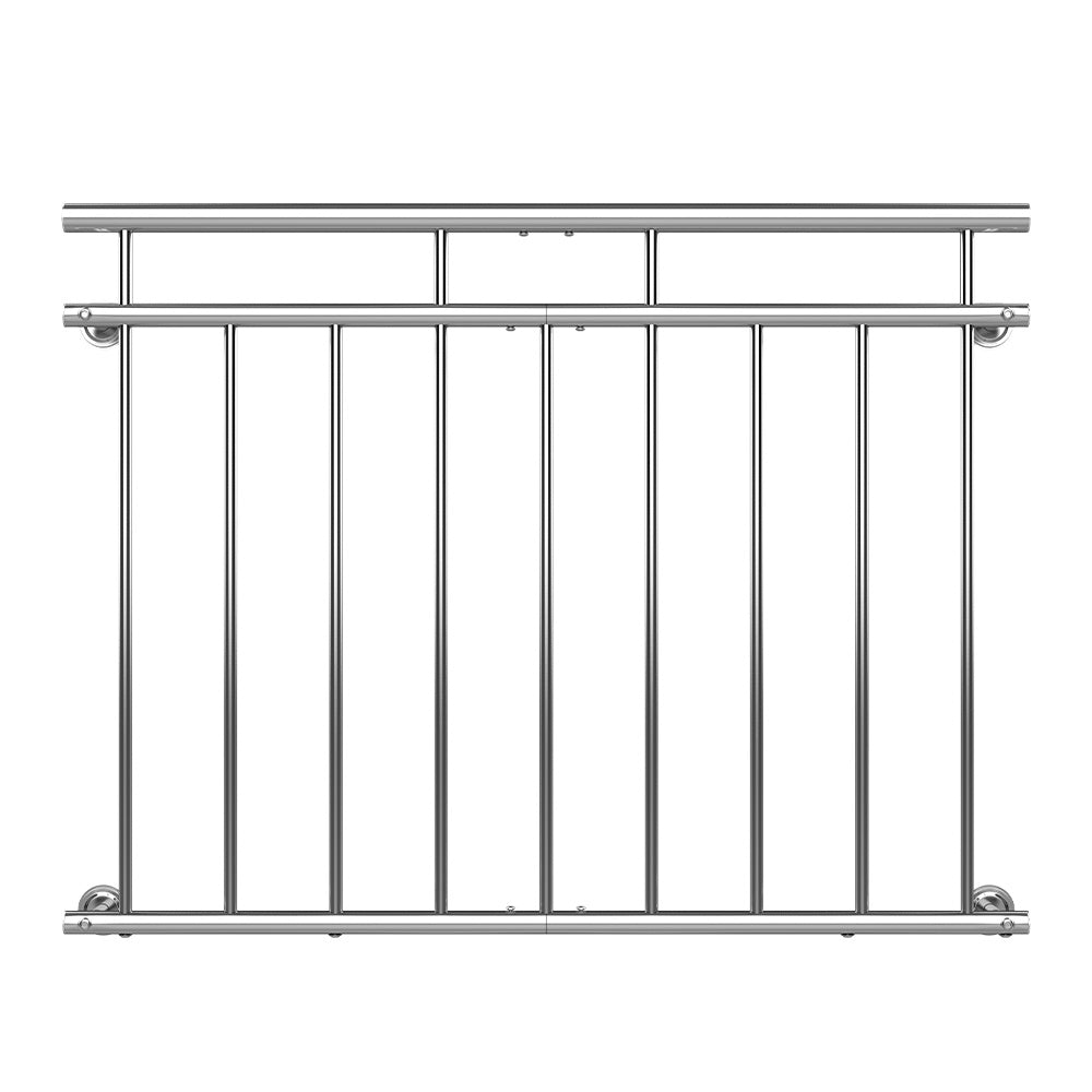 Monzana Franse Balkonreling Staal 90x128cm 7 Spijlen - Zilver