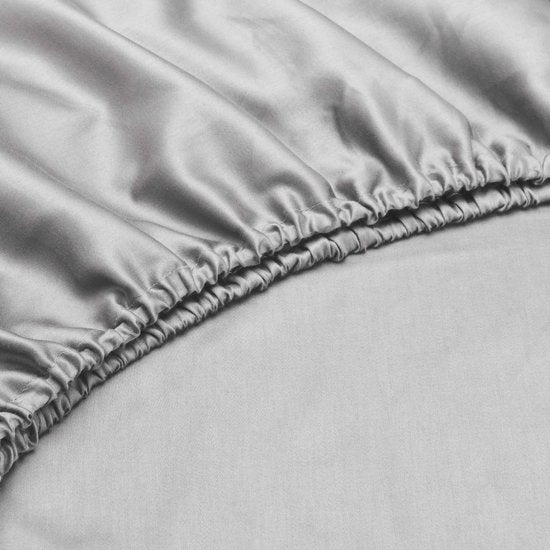 Zohome Hoeslaken Satinado - Onderlaken 1 persoons - 90x200 - 100% Katoen-Satijn - Grijs