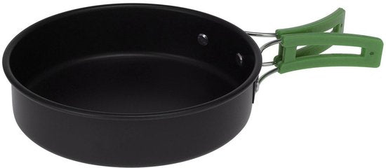 Redcliffs Outdoor Camping pannenset - 2x - aluminium/RVS - zwart/groen - kamperen