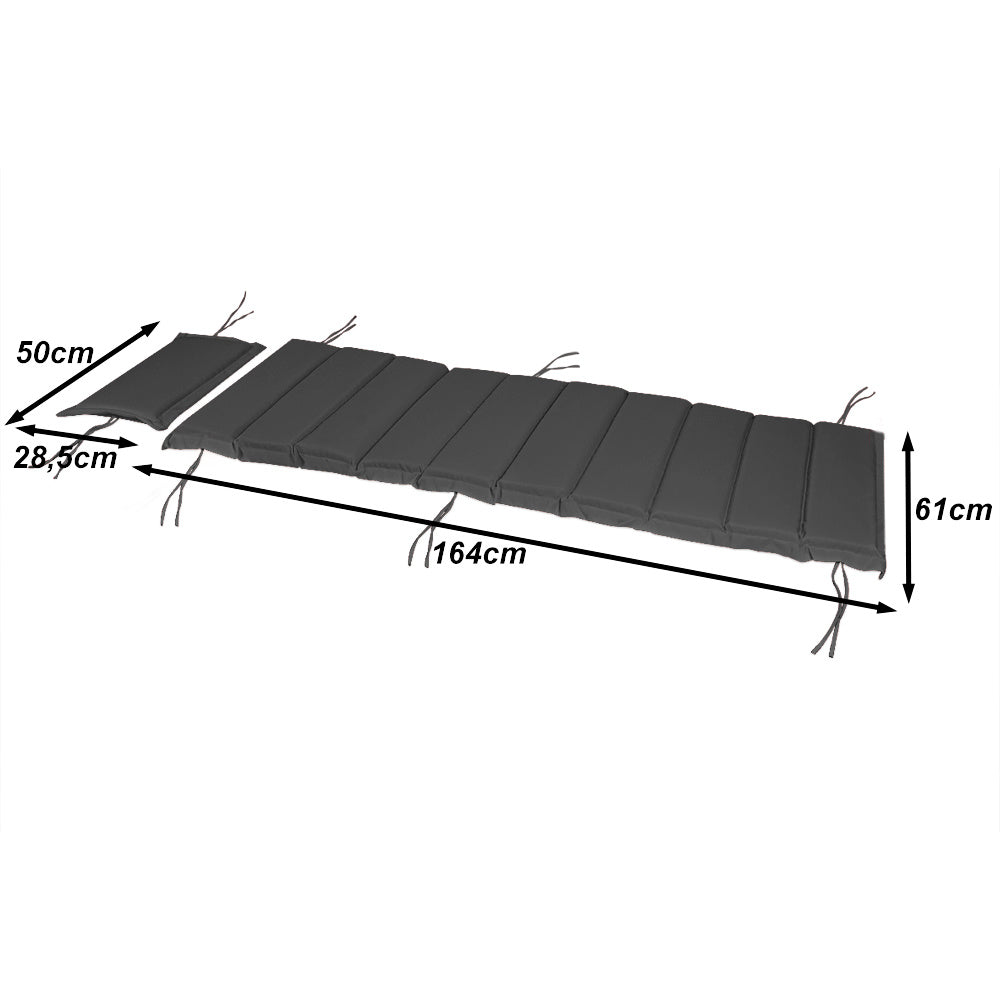 Detex Ligbedkussen - Afneembare Kussen - 183x56x7cm Antraciet