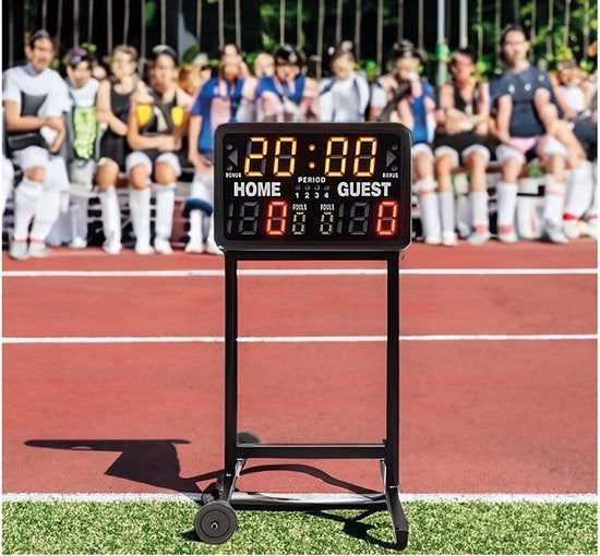 Perel Digitaal scorebord, multisport, met multifunctionele sporttimer, gebruik binnen en buiten, tafelmodel, vrijstaand gebruik of op houder, 40.5 x 62 cm