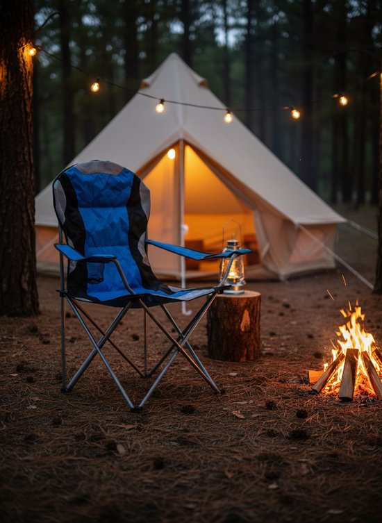 VDD - campingstoel - vouwstoel - campingstoel opvouwbaar - camping stoel - campingstoelen - campingstoel opvouwbaar - opvouwbaar - bekerhouder - blauw