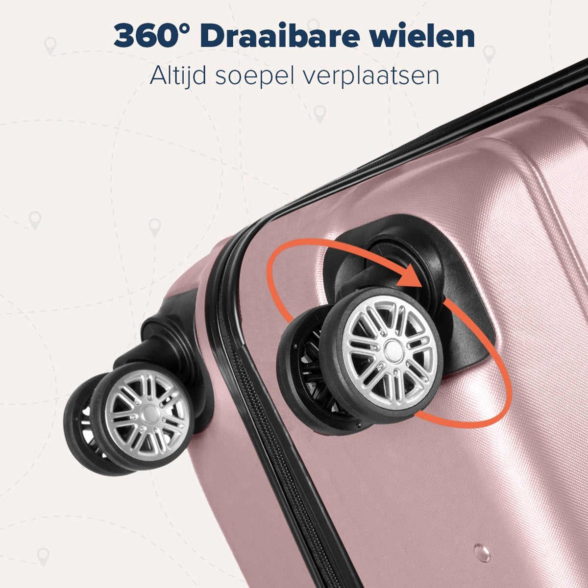 TRVLMORE Kofferset - 3 Delig - 38L Handbagage + 70L en 110L Ruimbagage - Roségoud