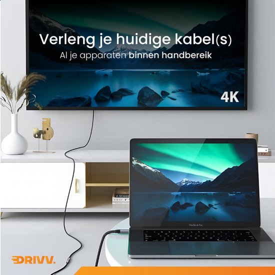 Drivv. USB C Verlengkabel 3.2 - Mannelijk naar Vrouwelijk - Fast Charge / Snellader - USB C Data en Oplaadkabel - 3 meter - Geschikt voor Samsung, iPhone 15 & Meer - Grijs